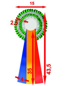 4-fach Rosette (14 cm) Light nach Ihrer eigenen Farbkombination mit 5 breiten (40 mm) Bändern