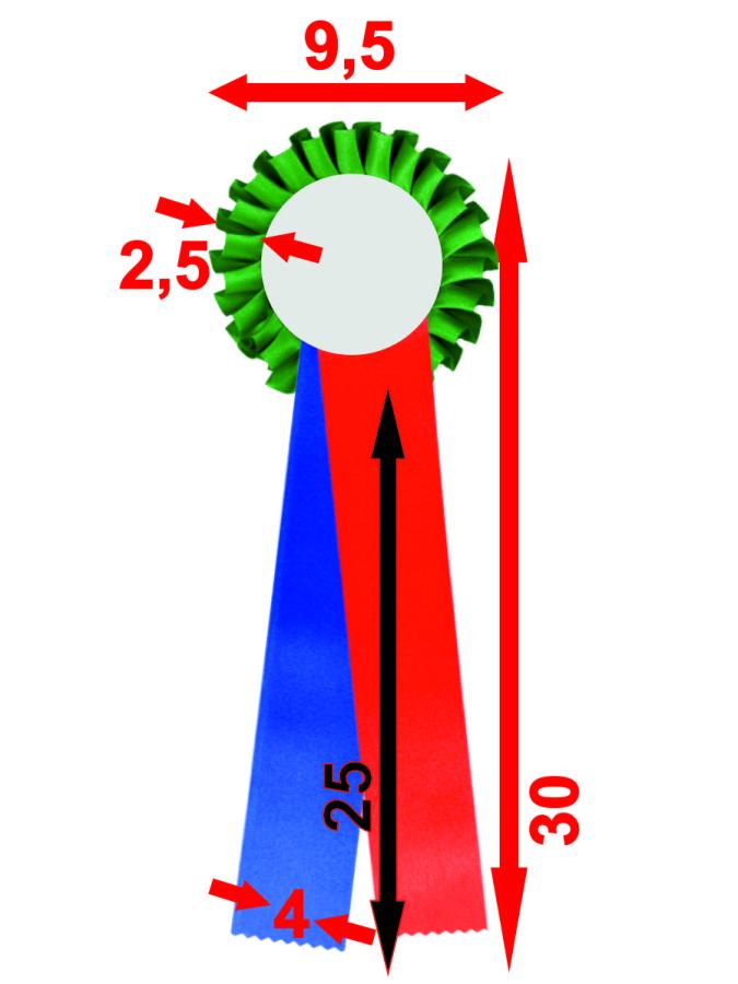 1-fach Rosette (9,5 cm) nach Ihrer eigenen Farbkombination mit 2 breiten (40 mm) Bändern